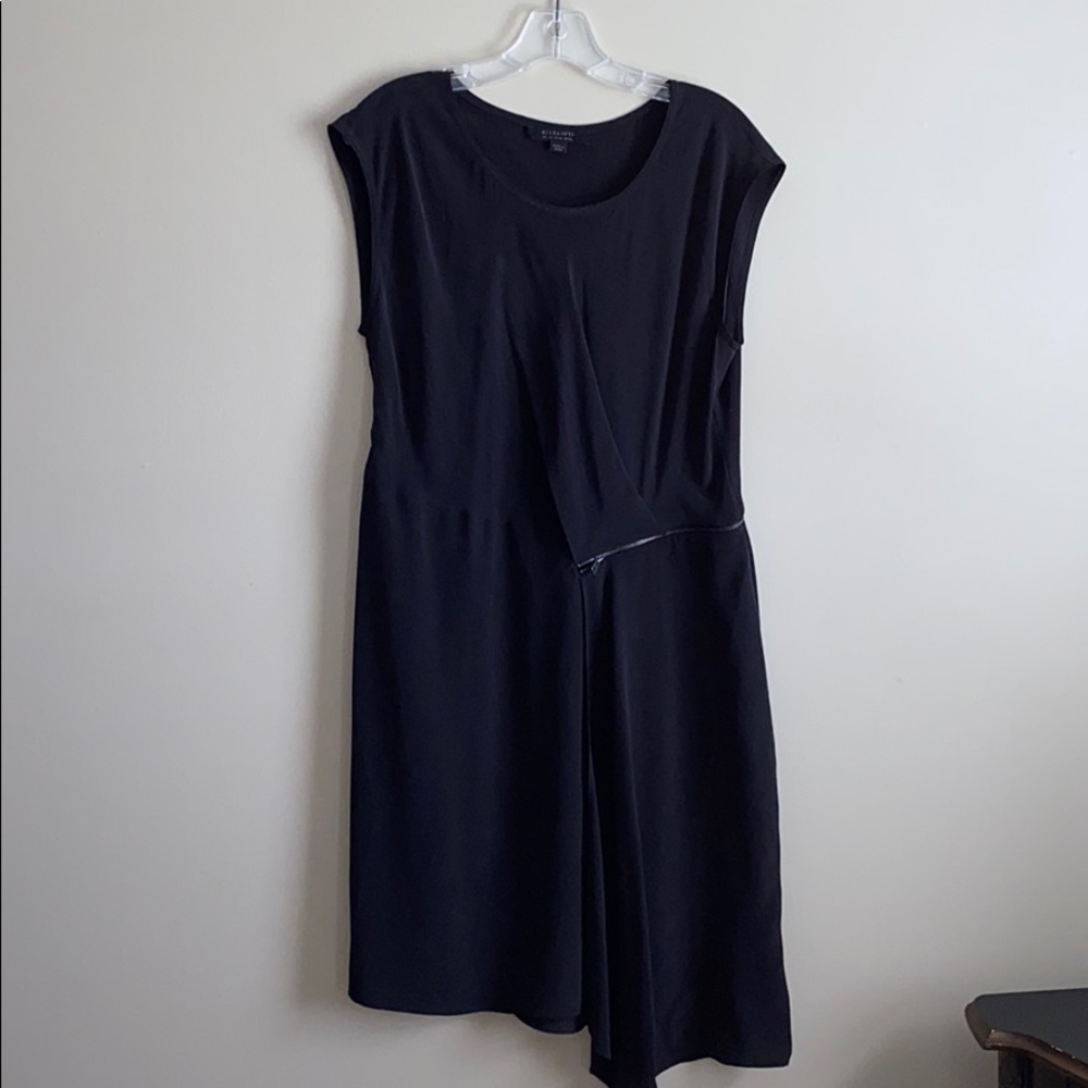 Allsaints Black silk dress zipper detail 10 M